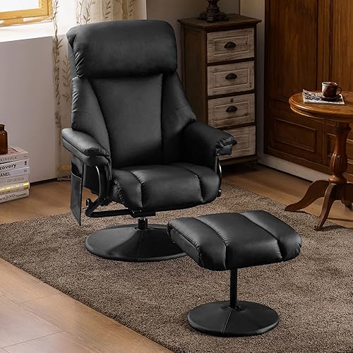 Miniatura 40 de MCombo Silla reclinable giratoria con otomana, silla de TV con masaje por vibración, ideal para RV espacio pequeño, sala de estar y dormitorio 4539