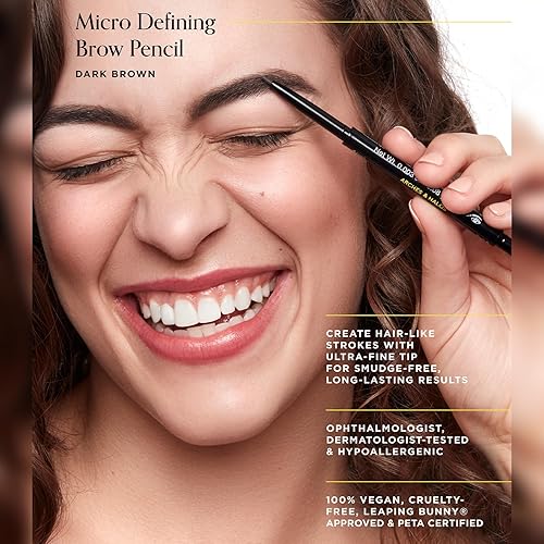 Miniatura 9 de Arches & Halos Lápiz de cejas micro definido, cejas más completas y definidas, de larga duración, a prueba de manchas, color rico, lápiz de doble