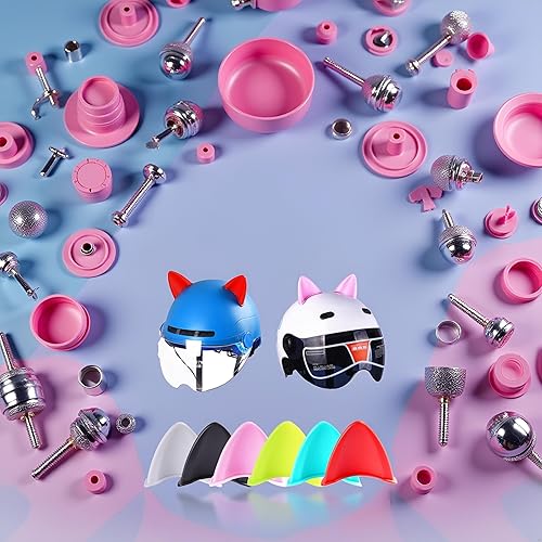 Miniatura 9 de 2 piezas de decoración de casco rosa autoadhesivas, orejas de gato, accesorio para motocicleta, adecuado para lindos cascos de niñas