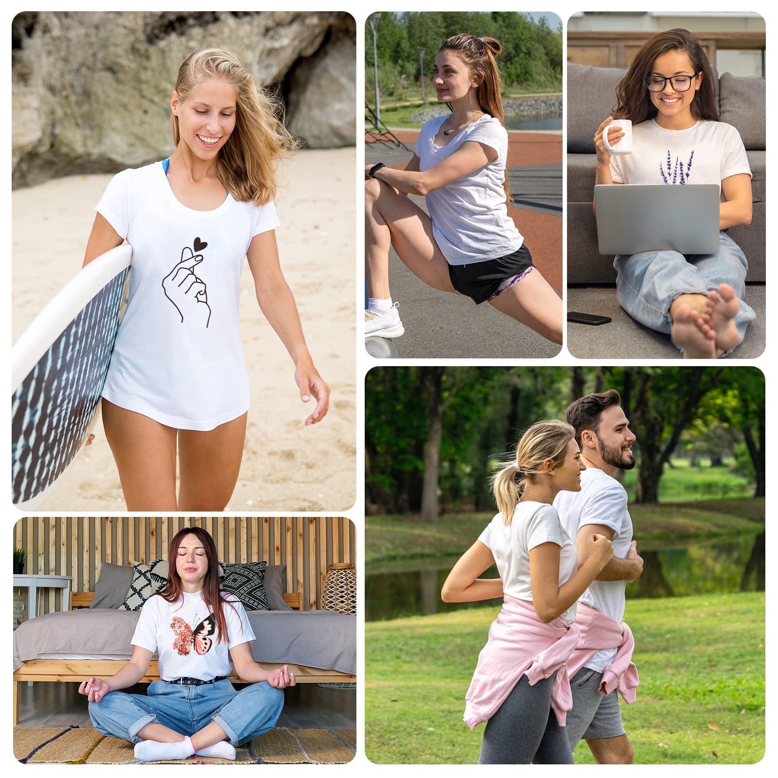heekpek Camiseta Manga Corta Mujer Blanca Basicas T-Shirt Mujer Algodon Casual Cuello Redondo Camiseta de Verano con Estampado