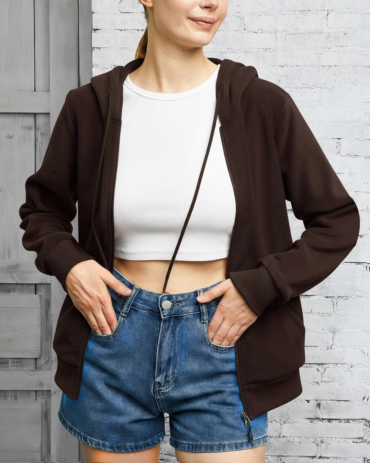 Argstar レディース フリース パーカー 軽量 フルジップ スウェットシャツ ポケット付き 長袖 カジュアル フード付き ジャ