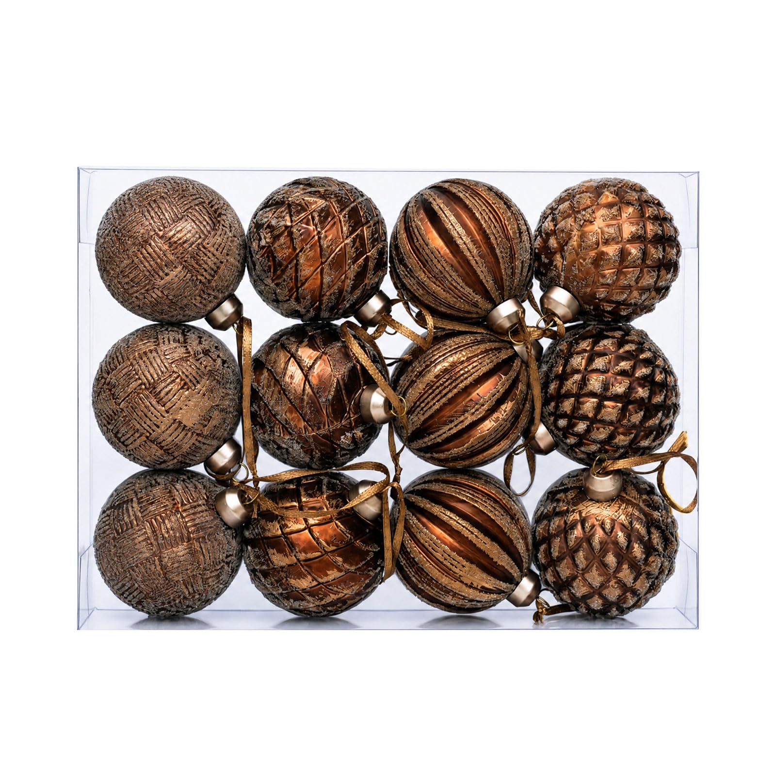 Sbshiouu Bronze Brown 12Pcs Retro Themed Handcrafted Christmas Tree Hanging Ornament Holiday Decorations Ideal For Seasonal Celebration Antique Fashion Christmas Decorations