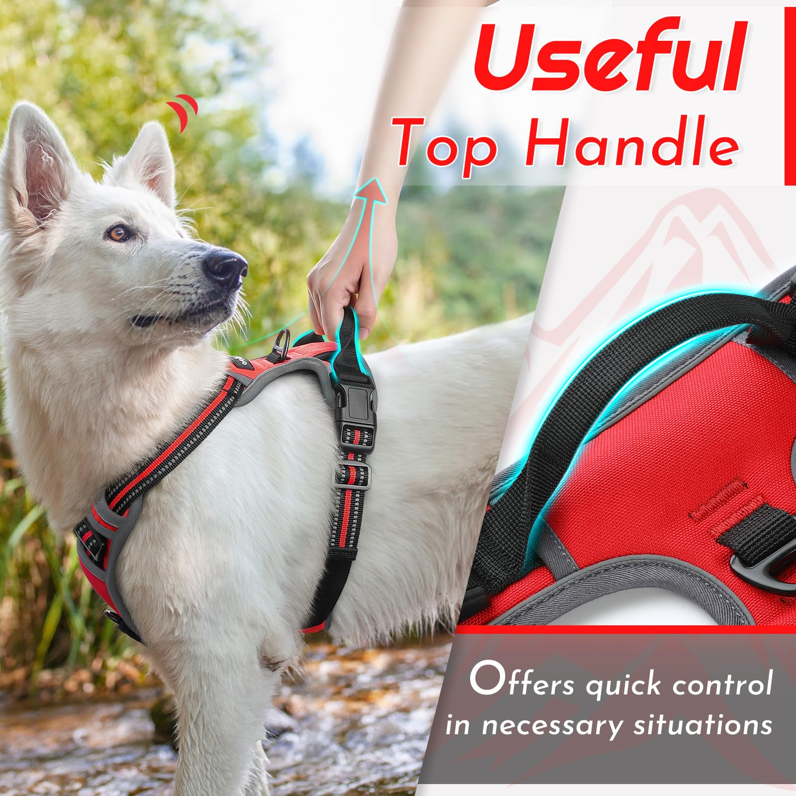 Eagloo Pettorina Cane Taglia Grande, Pettorina ad h Antifuga, Imbracatura per Cani Anti Tiro con Doppio Gancio, Imbracatura Robusto e Regolabile per Addestramento Passeggiate, XL, Rossa