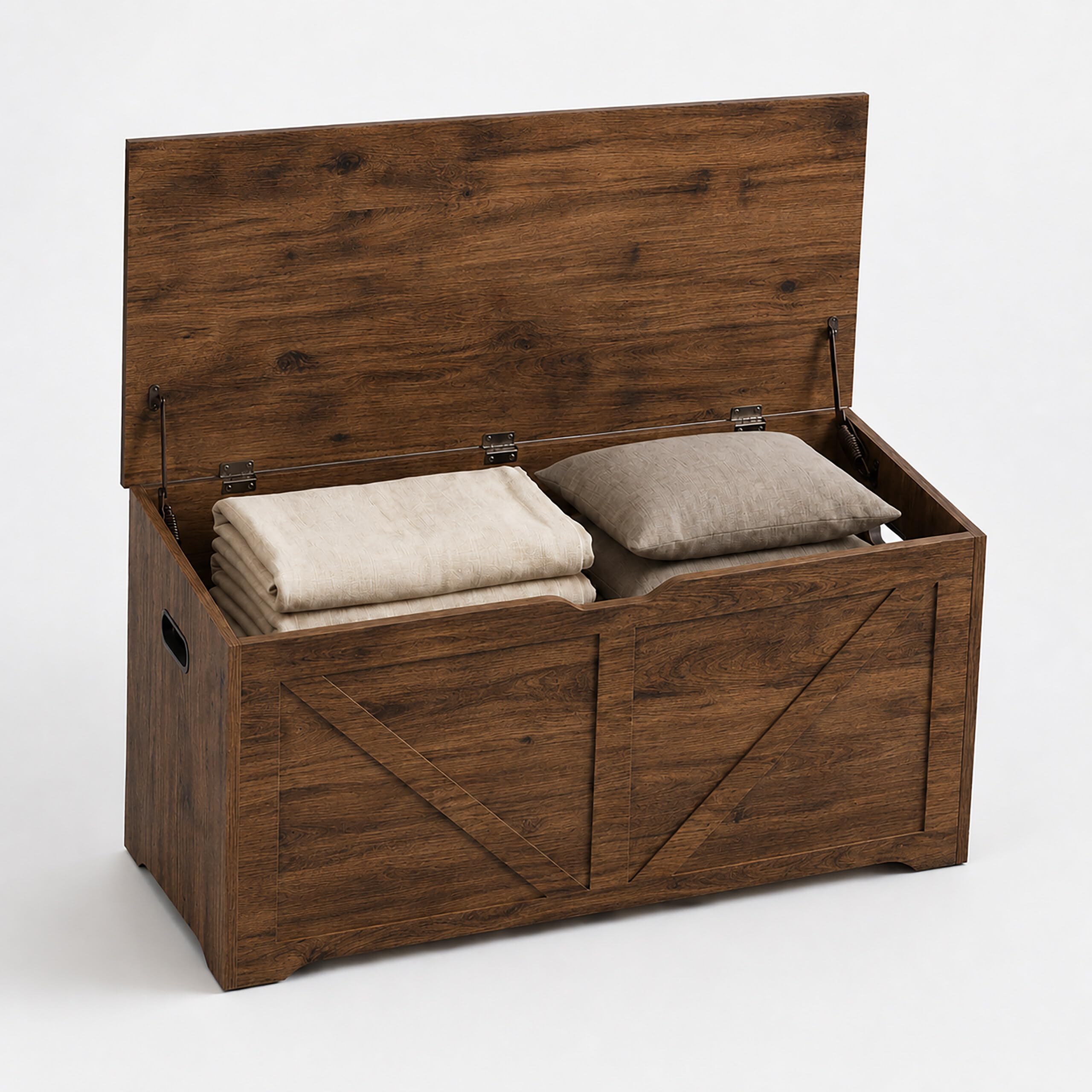 Relaxdays Panca contenitore marrone vintage con coperchio, MDF