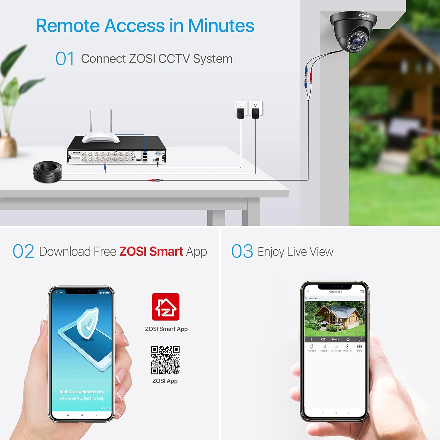 Uр Tо 40% оƒƒ ZOSI 16 Channel Security Camera System 1080p, 1080N H.265+ Hybrid 16 Channel DVR with Hard Drive 2TB and 12 x 1080p CCTV Dome Camera Outdoor Indoor, 80ft Night Vision, 90° View Angle, Remote Access
