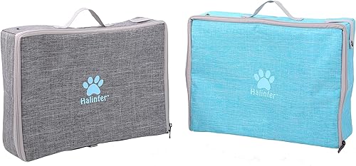 Miniatura 10 de Caja de arena portátil de viaje para gatos con tapa, caja de arena plegable para automóvil, gato, impermeable y fácil de limpiar (gris plumas, caja