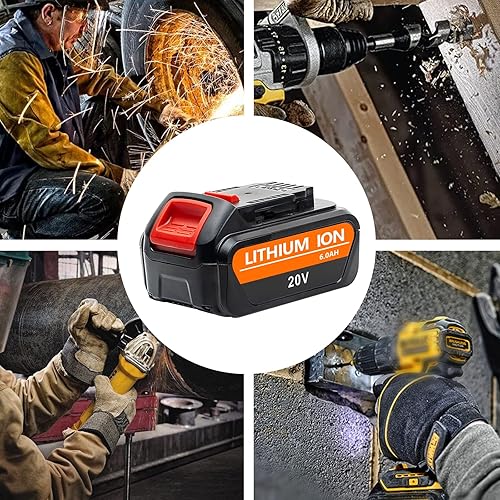 Miniatura 4 de Paquete de 2 (DCB206) 6.0Ah 20V Baterías, Reemplazo para Dewalt 20V Max Batería DCB206-2 DCB204 DCB203 DCB201, compatible con Dewalt DCDDCFDCG