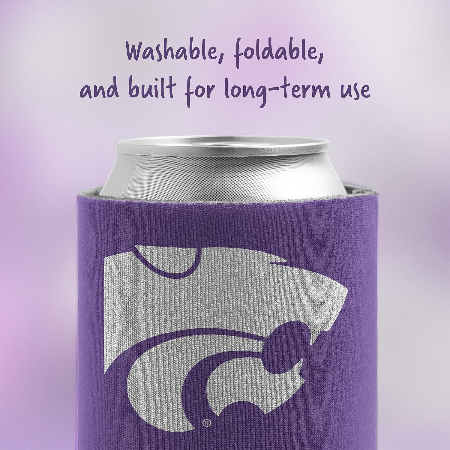 VictoryStore Kansas State University Can Coolers – Set of 12, Full Color Wildcats Purple Design – Fits 12oz Cans & 12–16oz Bottles – Foldable, Durable, Insulated Drink Sleeves