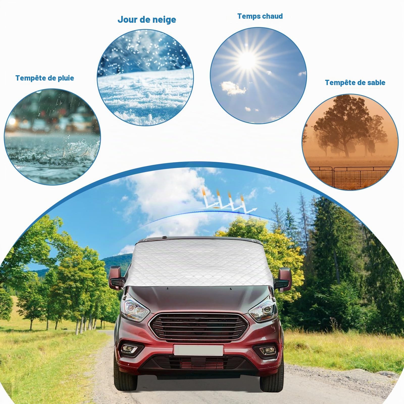 Couverture de Pare-Brise pour VW Transporter T5, Couverture Thermique pour Pare-Brise Avant, imperméable, Anti-poussière, UV, Neige, Givre, pour VW T5 2003–2015