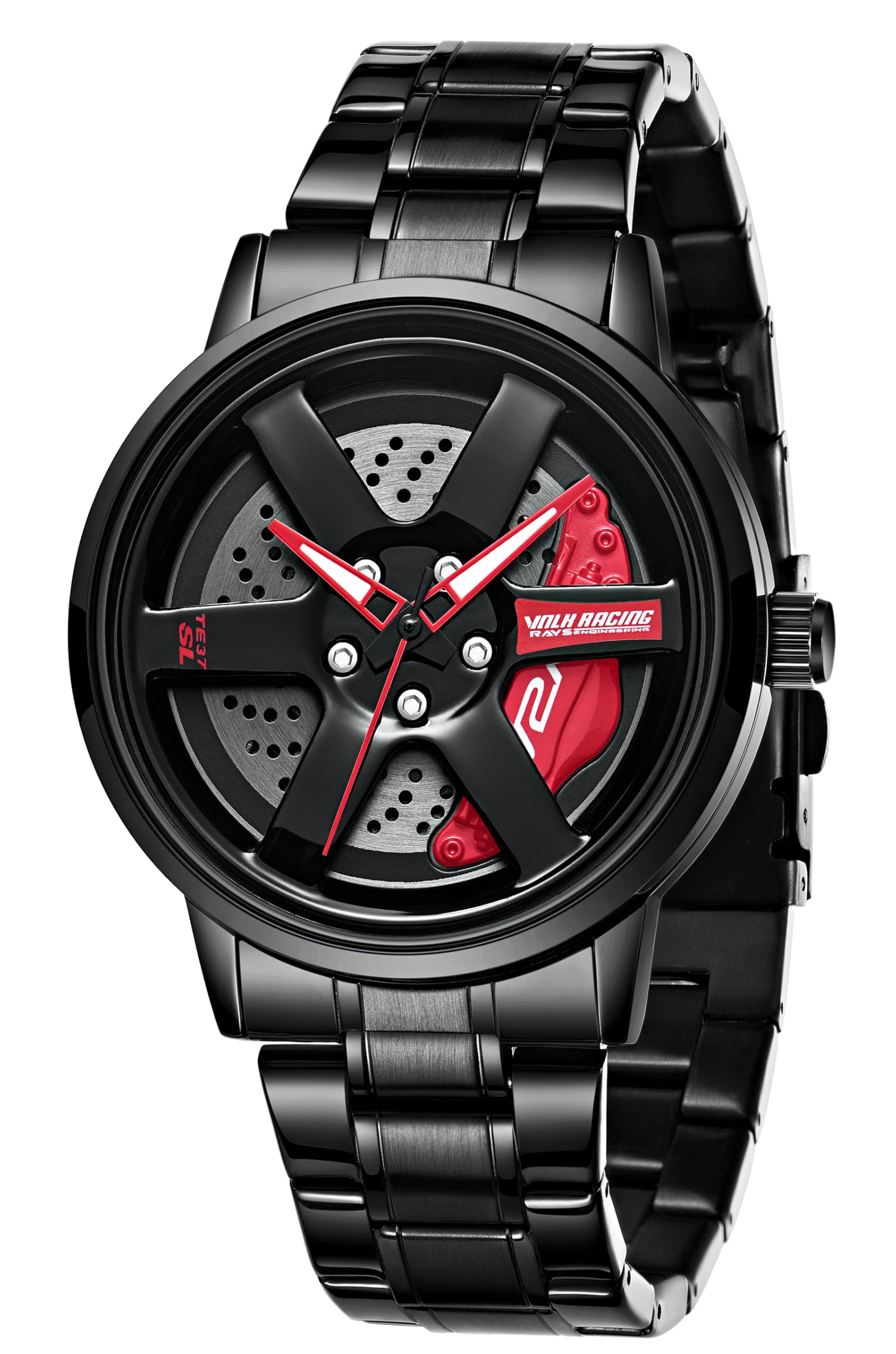 V2A Velocity Wheel Rolling Series Men’s Analog Watch Open Dial Watch – Car Wheel-Inspired Design, Hollow Out Elegance Casual Watch for Men | Gift for Men (Black-Red) (B0DF34JJ96) Amazon Price History, Amazon Price Tracker