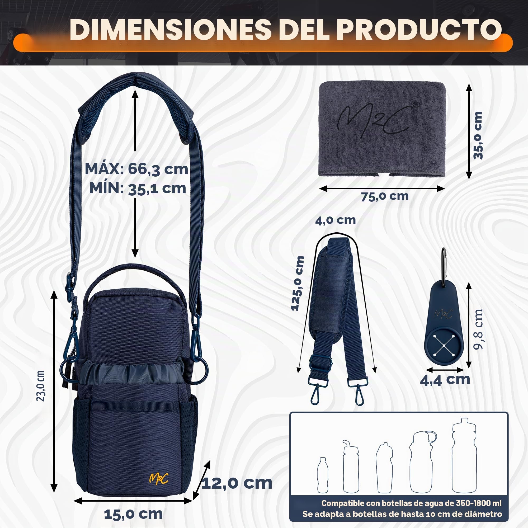 M2C® Magnetic Bottle Bag, pequeña Bolsa de Gimnasio para Hombres y Mujeres con potentes imanes, Botella de Agua y Soporte para teléfono, Clip para Llaves Y Bolsillo Principal Grande