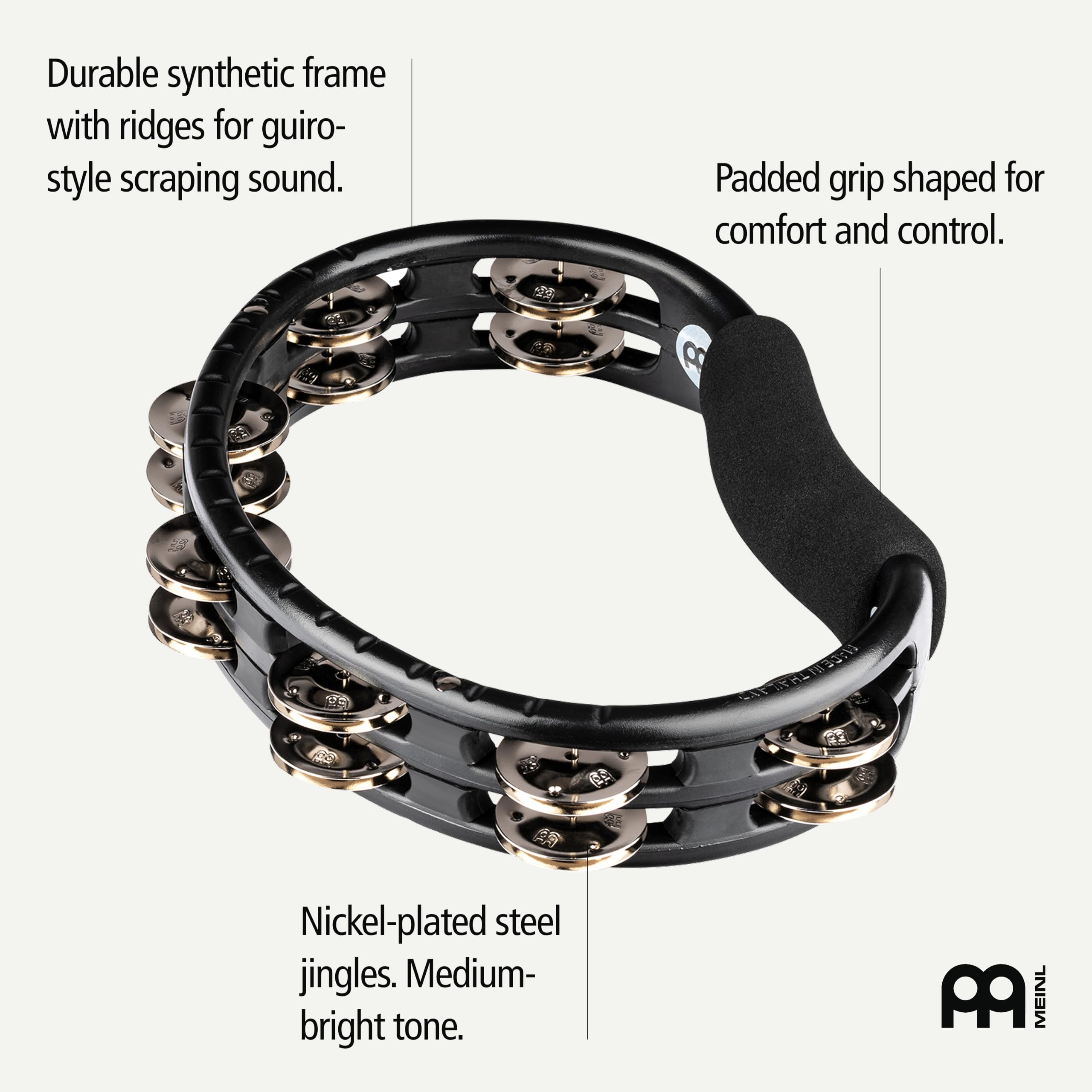 Meinl Hand Tambourine TMT1BK, Steel Jingles