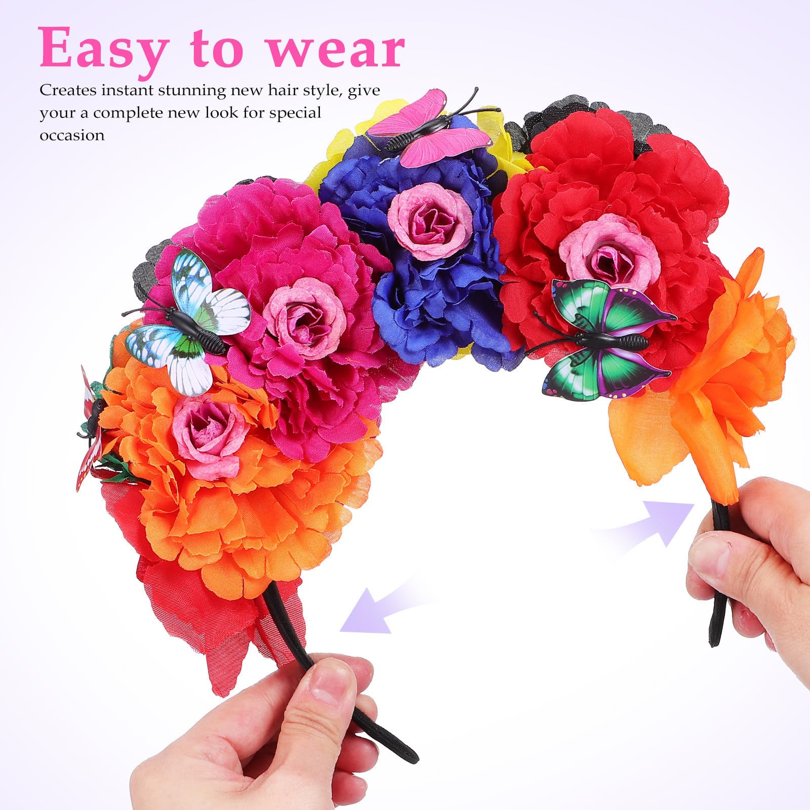 Lot de 5 bandeaux à fleurs pour femme - Accessoires de cheveux légers - Pour festival, mariage
