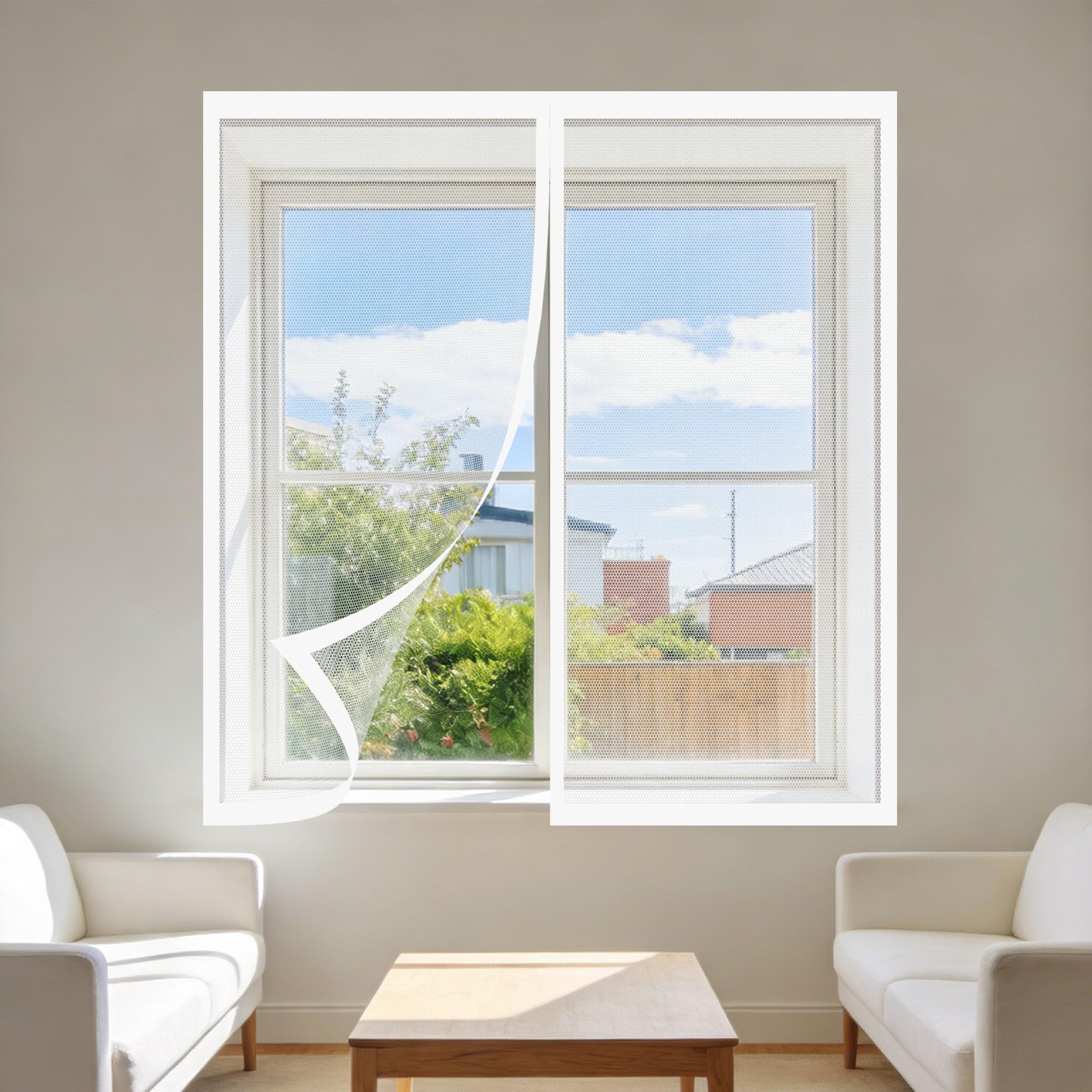 Moustiquaire Fenêtre Magnétique Blanche 155x175 cm sans Perçage