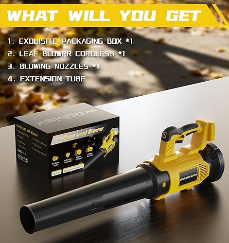 Miniatura 7 de Soplador de hojas inalámbrico compatible con Dewalt, soplador de hojas eléctrico manual de 650 CFM, con motor sin escobillas, dispositivo de