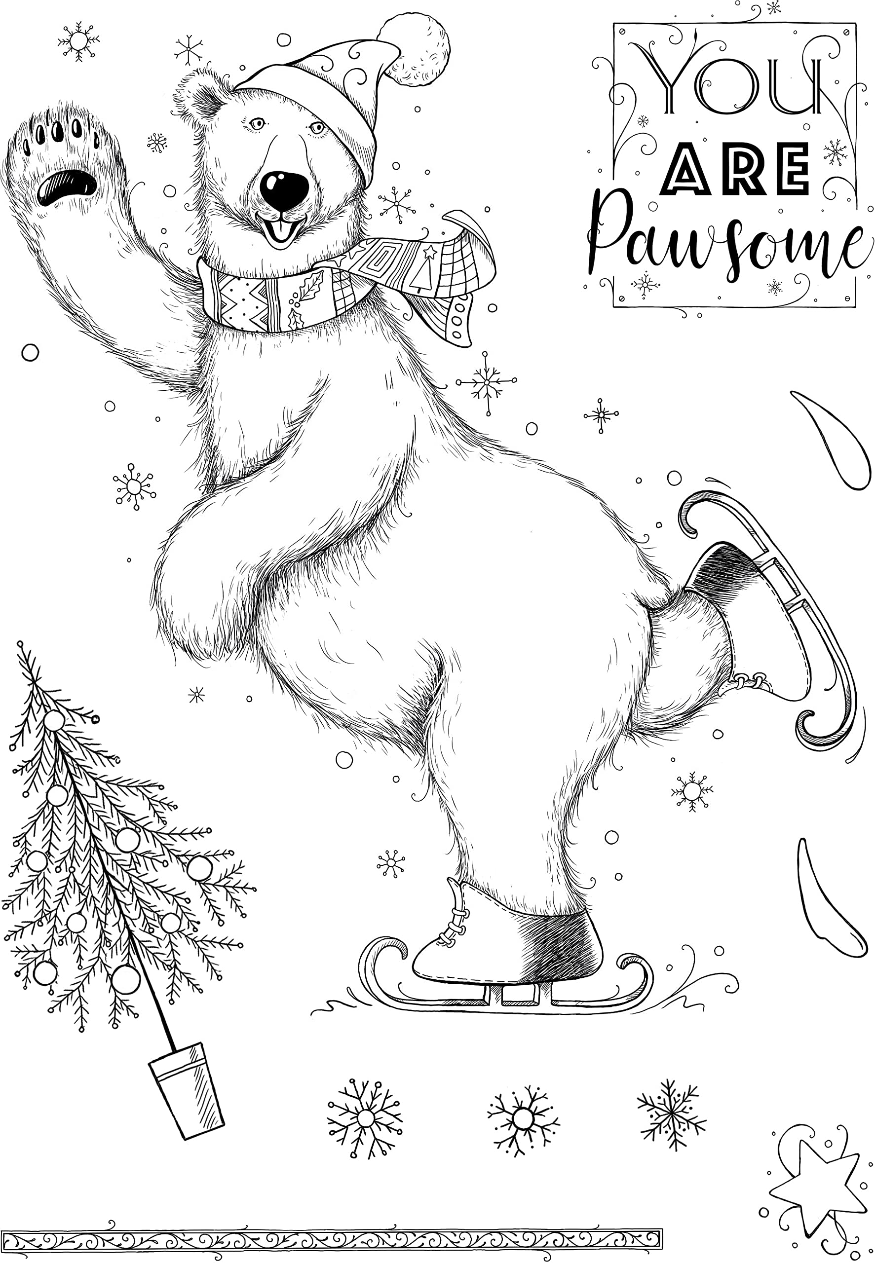 Pink Ink Designs Transparent Beary Christmas-Clear Stamp, A5