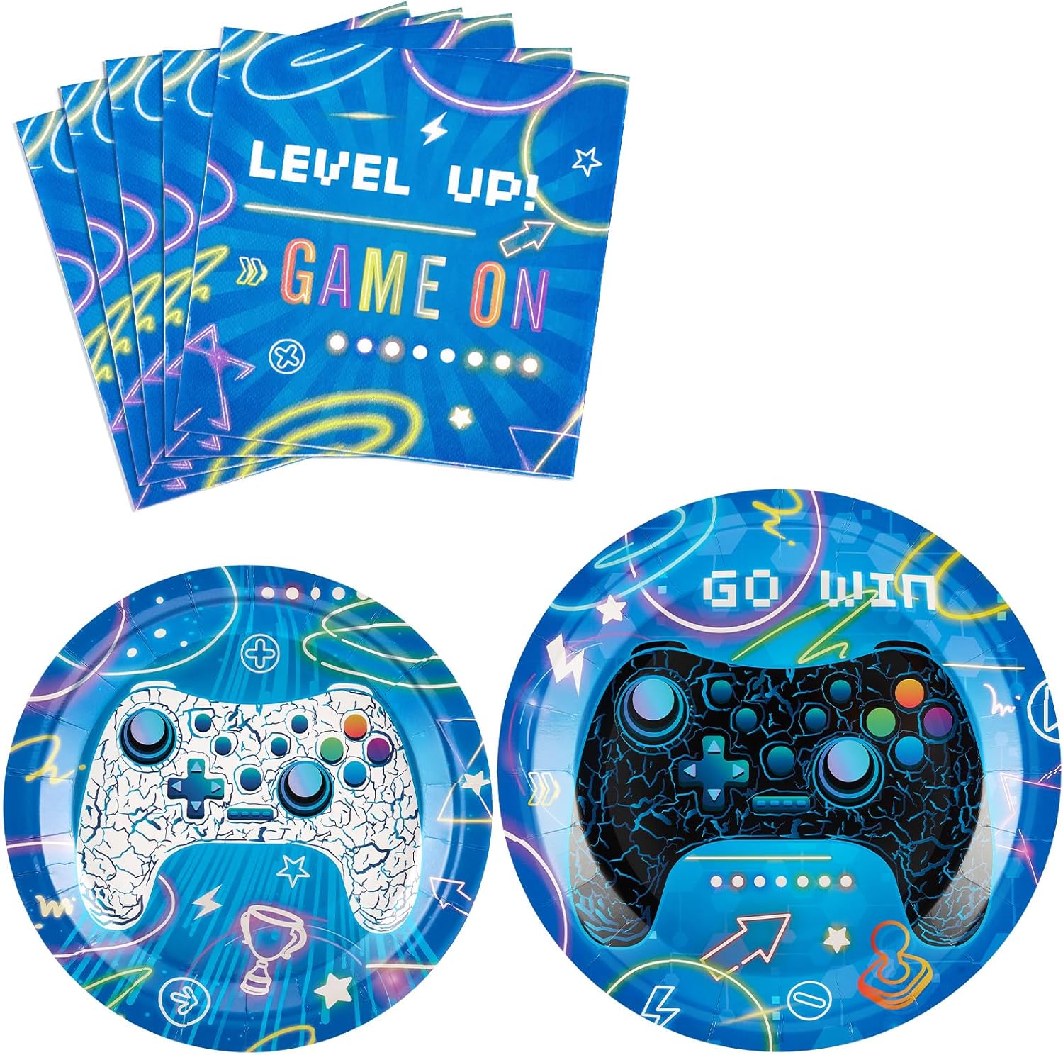 WERNNSAI Video Game Party Supplies – 48 PCS Gamer Theme Party Tableware Set Gaming Birthday Party Decorations Dinner Plates Paper Napkins for Family Gaming Night Boys Birthday Serves 16 Guests WERNNSAI Video Game Party Supplies – 48 PCS Gamer Theme Party Tableware Set Gaming Birthday Party Decorations Dinner Plates Paper Napkins for Family Gaming Night Boys Birthday Serves 16 Guests
