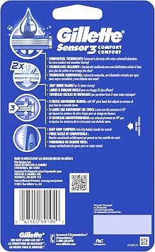 Gillette Sensor3 Comfort Men's Disposable Razors, 12 Razors