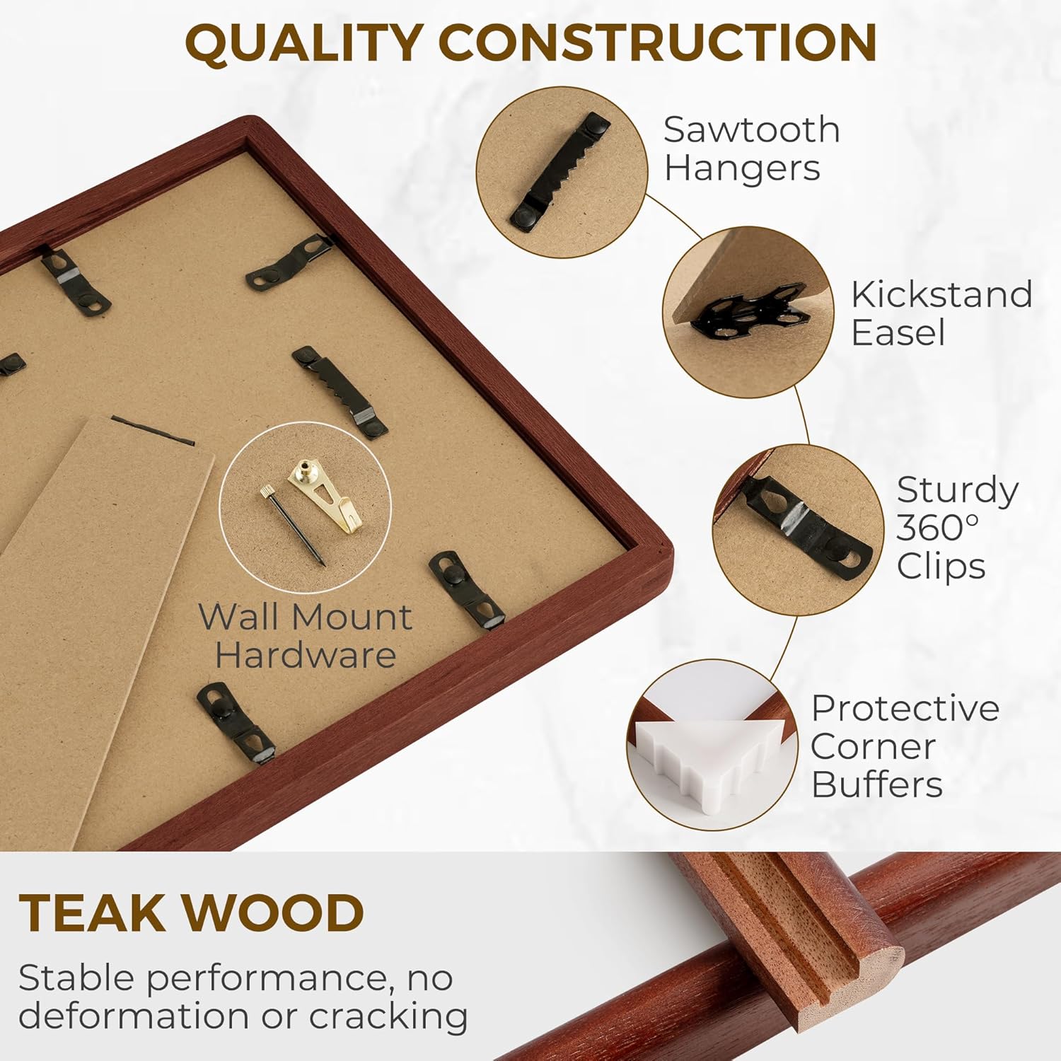 Acovy 4x6 Solid Wood Picture Frame, Natural Mahogany Wood Photo Frame with Tempered Glass, Mortise and Tenon Rounded Corner 4 x 6 Wooden Frame Matted to 3.5x5 Photos, Wall or Tabletop Display