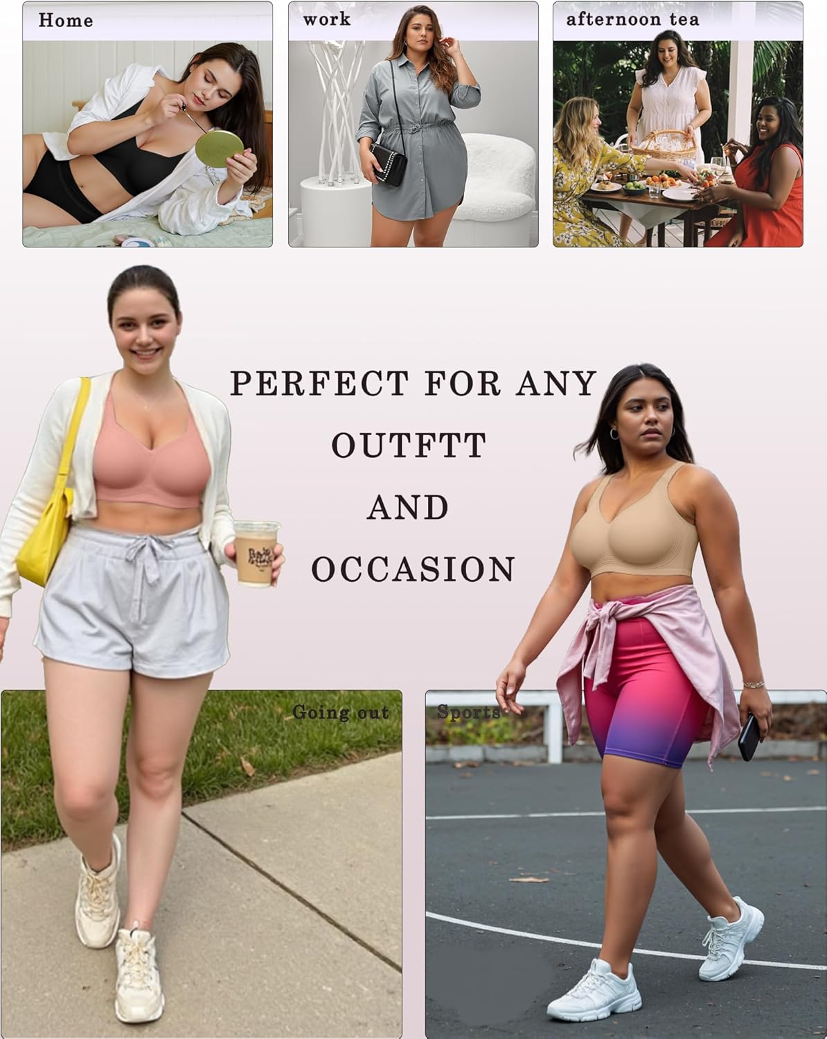 OEAK Womens Wireless Jelly Bra Plus Size Supportive Seamless Bras Full Coverage Push Up Comfortable No Underwire Tshirt Bras - Image 6