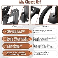 Vista 5 de 5 Pack Crystmetal 304 Stainless Steel Adjustable Swivel Handrail Bracket for Staircase , Square Stair Railing Bracket (Matte Black)