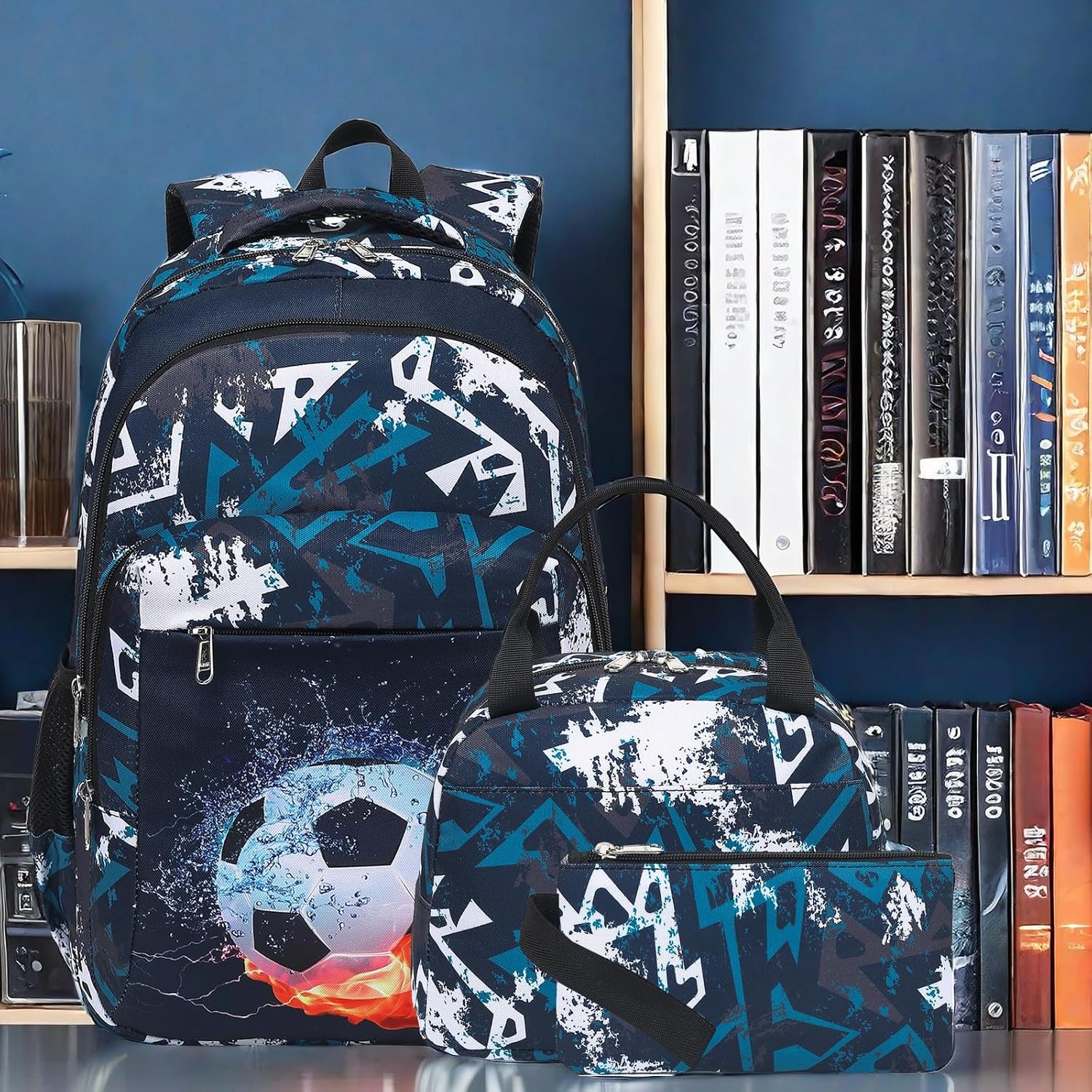 LEDAOU Backpack for Kids Boys Girls School Bags Teen Bookbags Set School Backpack with Lunch Box and Pencil Case - Image 3