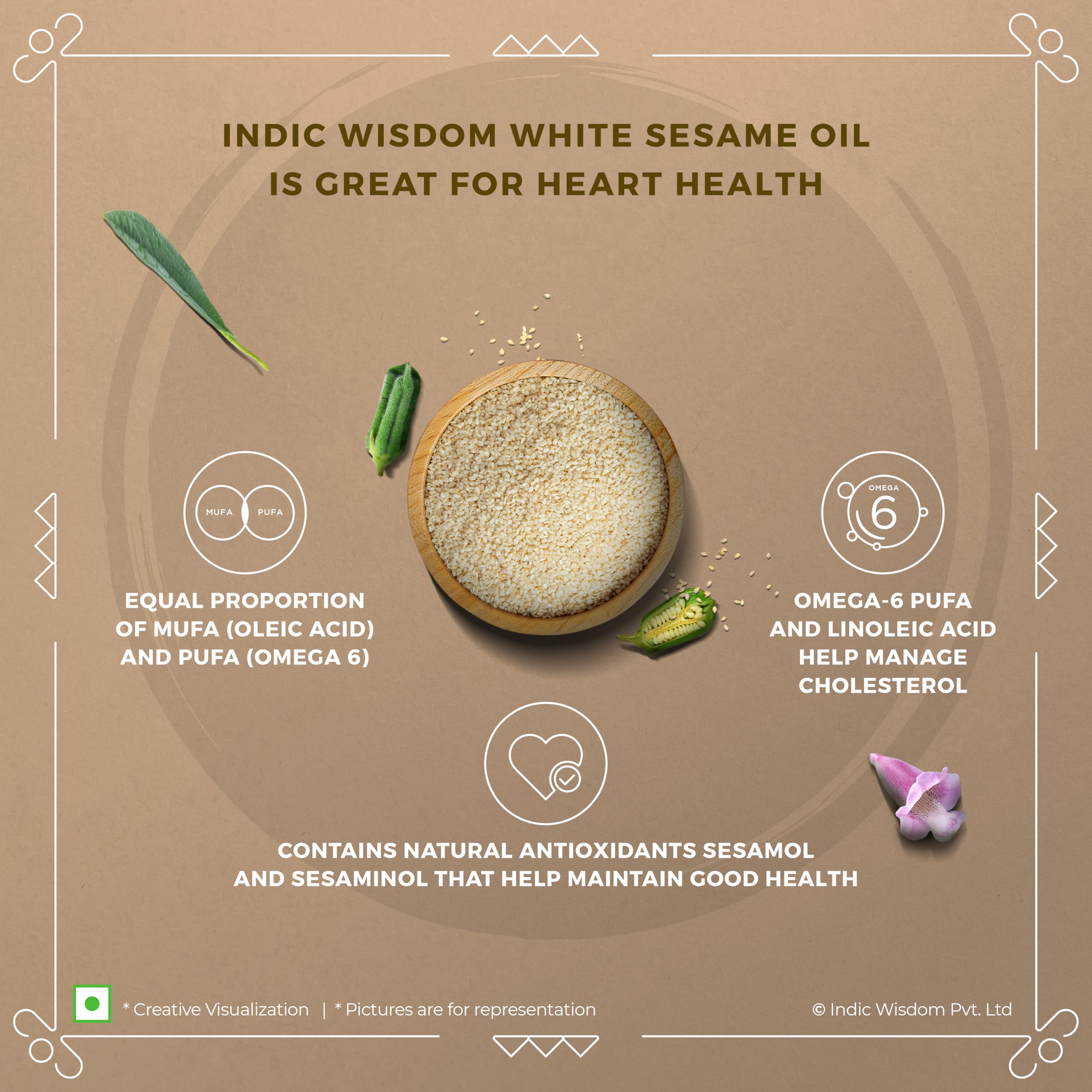 IndicWisdom Wood Pressed White Sesame Oil 1 Liter (Cold Pressed White Sesame Oil - Extracted on Wooden Churner) - Image 4 thumbnail