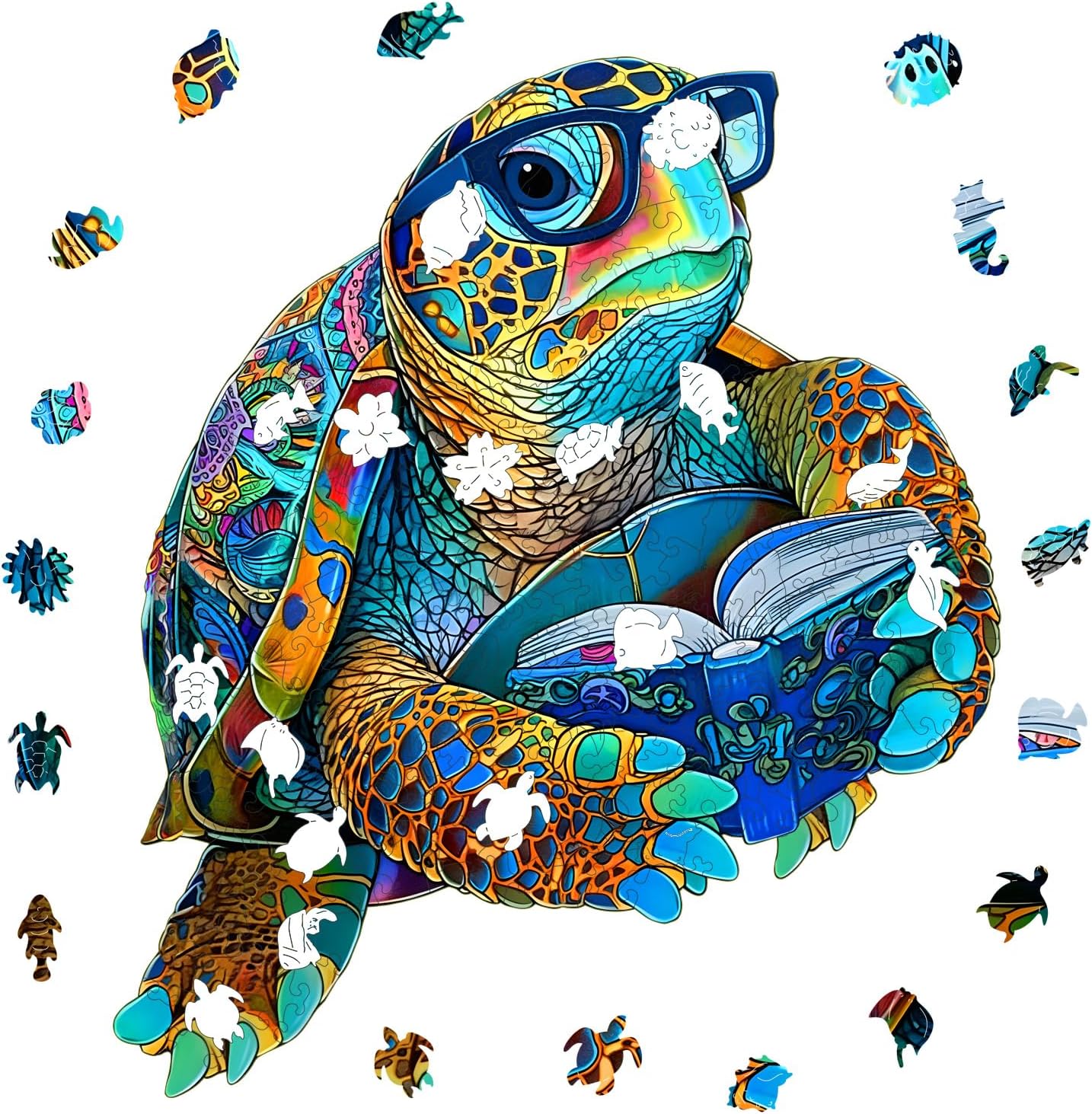 Pikoqunc Sea Turtle Puzzles for Adults & Kids – Marine Life Wood Jigsaw,Unique Shape Ocean Animal Puzzle, Challenging Eco-Friendly Puzzle, Birthday Gift for Kids, Christmas Toy Gift (18.1'' x 15.4'')