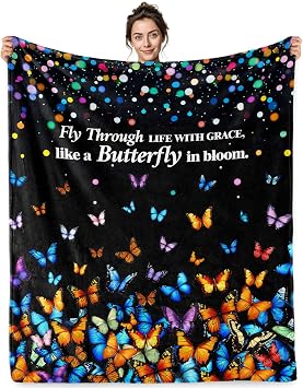 Jekeno Butterfly Gifts for Women Butterfly Throw Blanket with Colorful Butterflies Design Lightweight Cozy for Bed Couch Sofa for Birthday Christmas50x60 Inch