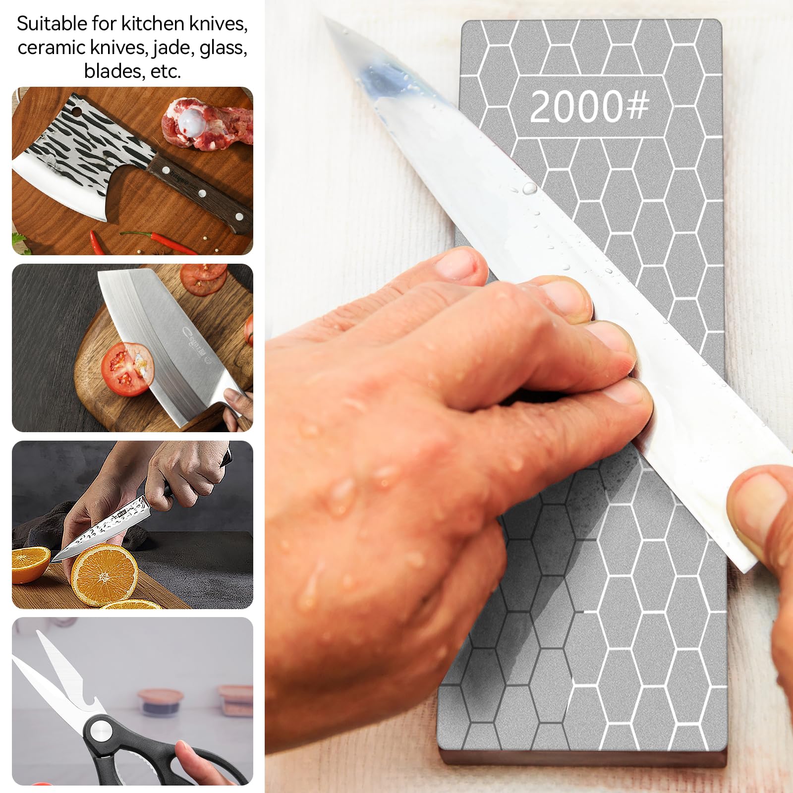 5 Pezzi Pietra Diamantata per Affilatura 200/400/600/1000/2000 Pietra Affilare Coltelli Nido D'ape Design Antiscivolo Pietre per Affilare Diamantate Utensili da Cucina per Esterni