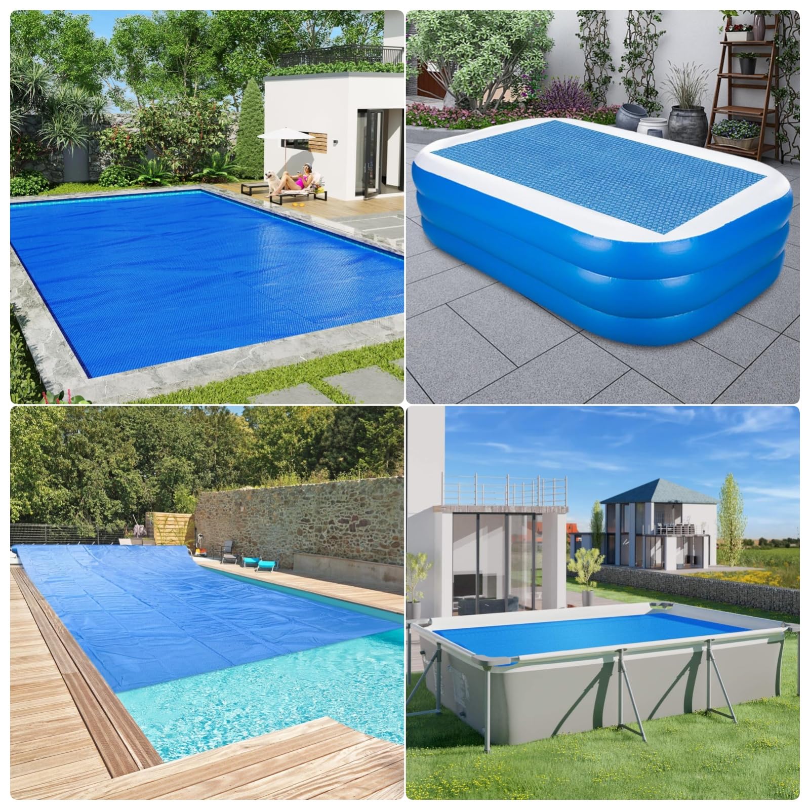 Cubierta Piscinas Manta Térmica 1.3 x 3.9 m Manta Recortable a Medida Cobertor Solar Piscina Rectangular Se Puede Cortar para Jardin y Piscinas, Azul