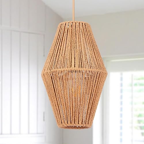 LamQee Luces colgantes de ratán para isla de cocina, tejida estilo bohemio, lámpara colgante de ratán, lámpara colgante de mimbre para cocina, sobre