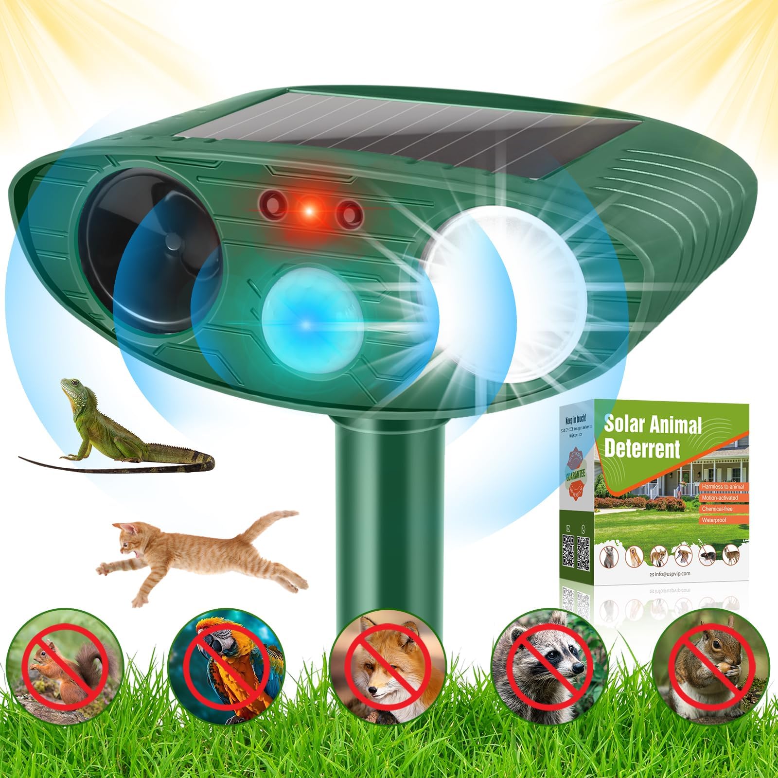 Cat Repellent Garden Ultrasonic Fox Repellant Cat Deterrent Pet Animal