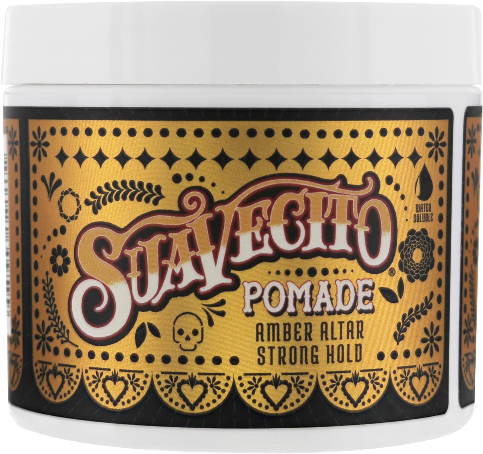 Suavecito Amber Altar Firme (strong) Hold Pomade Fall Edition 4 oz - Medium Shine Water Based Wax Like Flake Free Hair Gel - Easy To Wash Out - All Day Hold For All Hairstyles