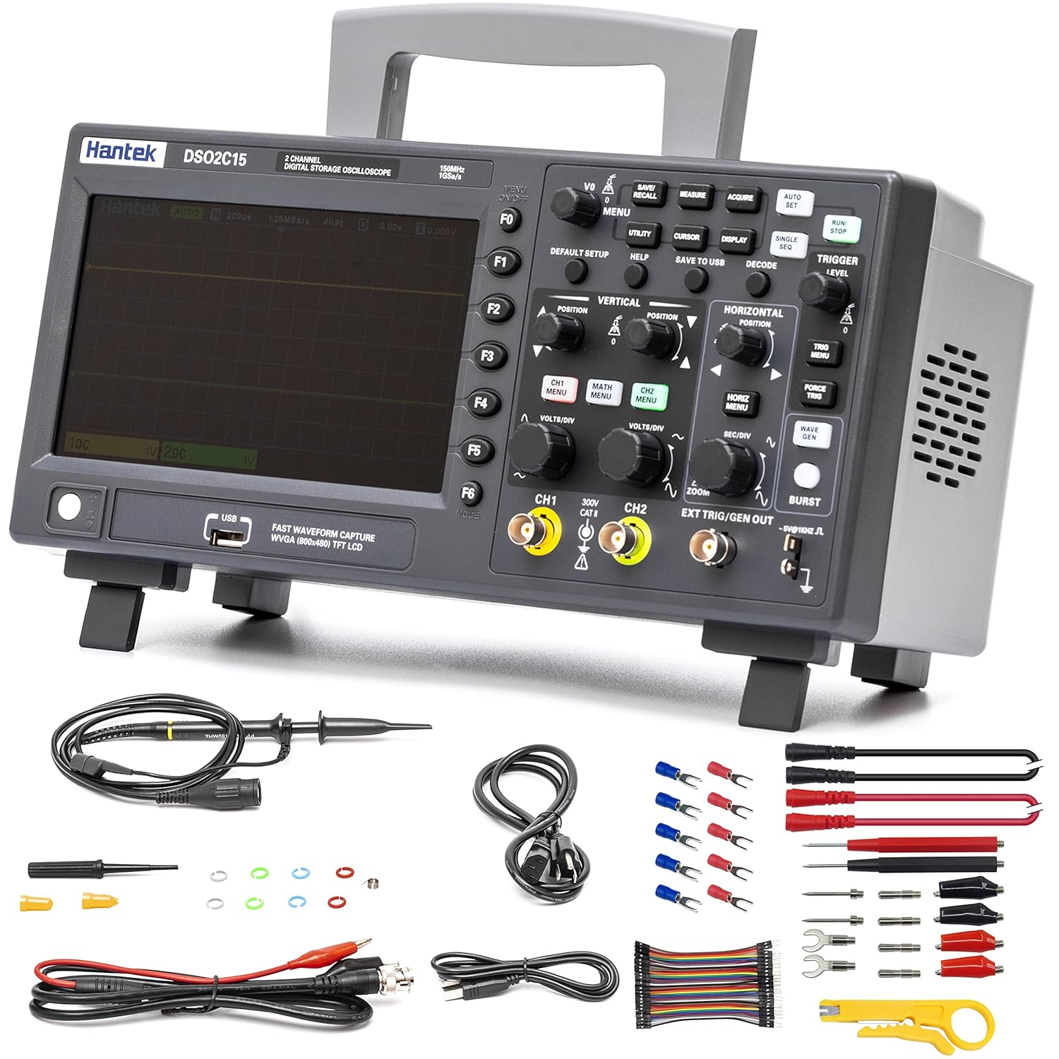 Hantek DSO2D15 Digital Storage Lab Oscilloscopes150MHz Bandwidth 2CH Dual Channel 1GSa/s 8M