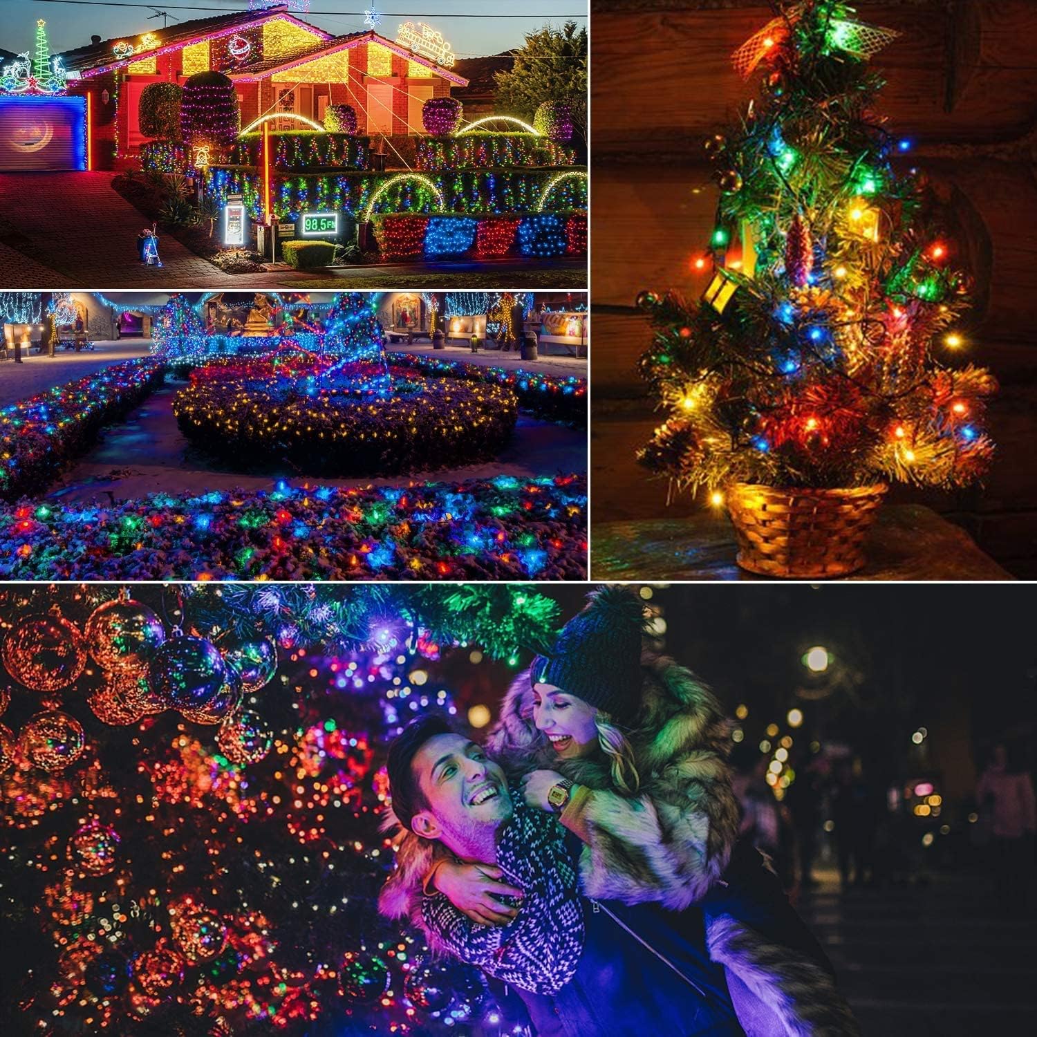 1000LED 100M Luci Natale Esterno, Stringa Luci Colorate 8 Modalità | Catena Luminosa Decorative IP44 Impermeabile per Albero Natale Giardino Interno Camere Letto Festa, Filo Verde