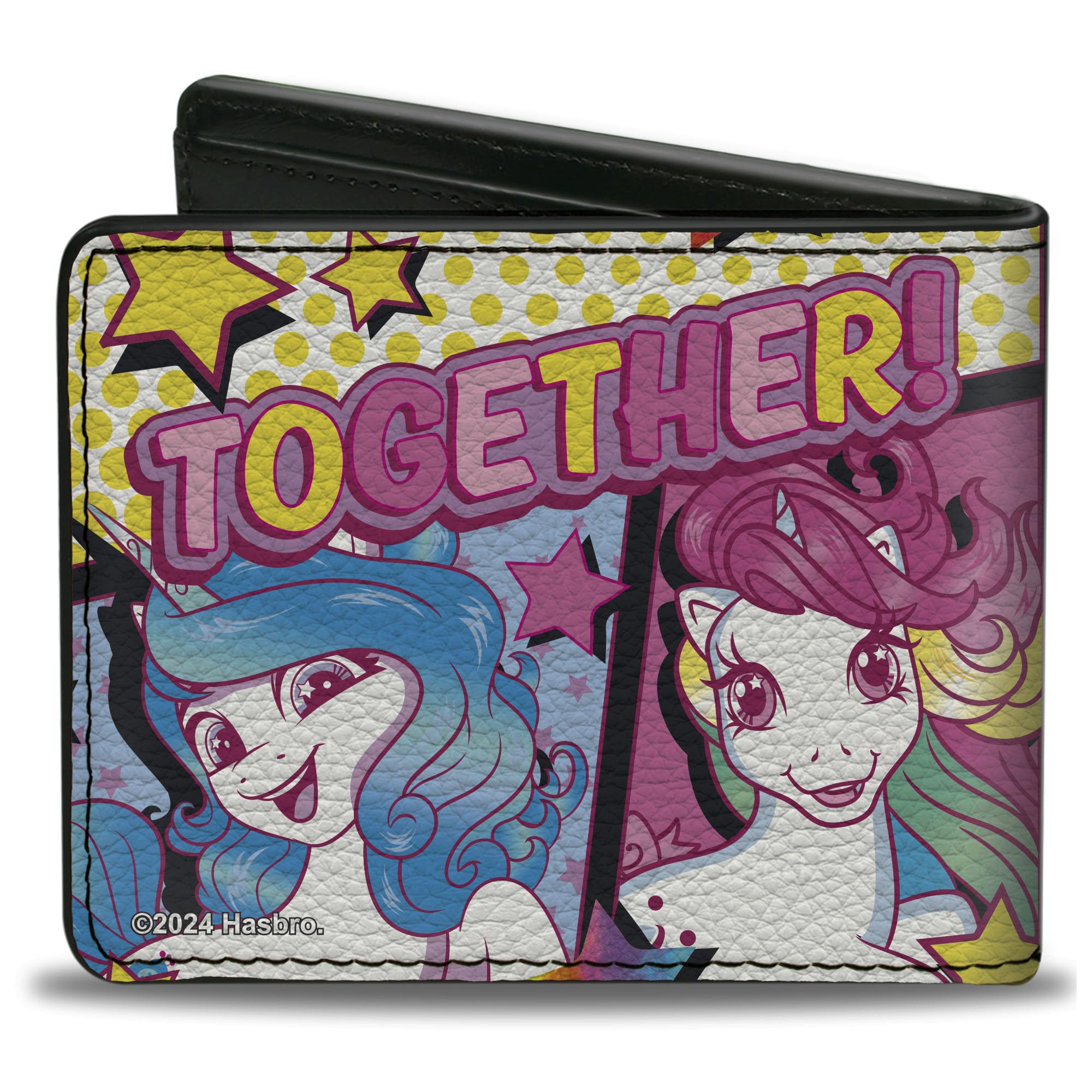 Hasbro Wallet, Bifold, My Little Pony Together Pony Pop Art Blocks Multi Color, Vegan Leather