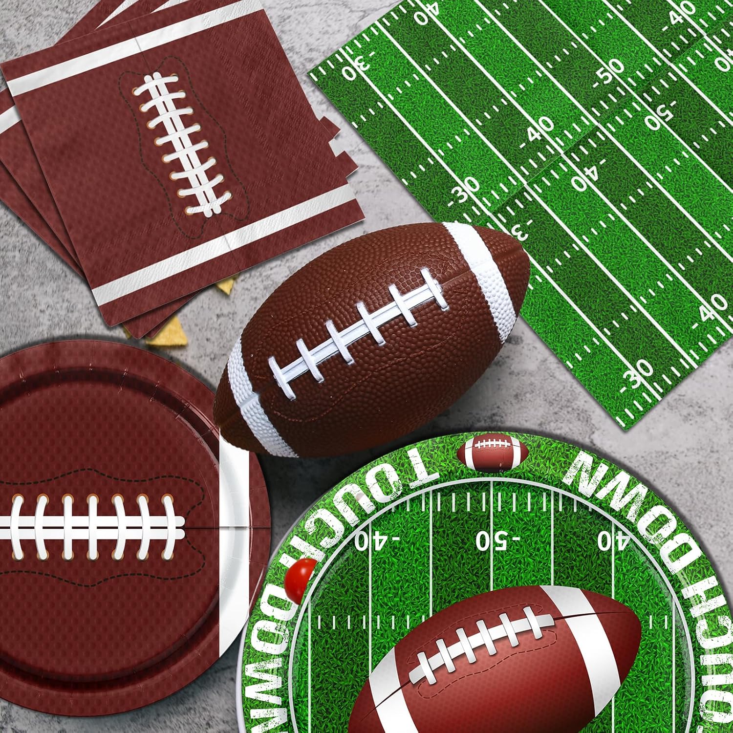 Football Party Supplies - 100pcs Touchdown Tableware with Plates, Napkins and Decorations for Football Birthday and Tailgate Parties - Image 6