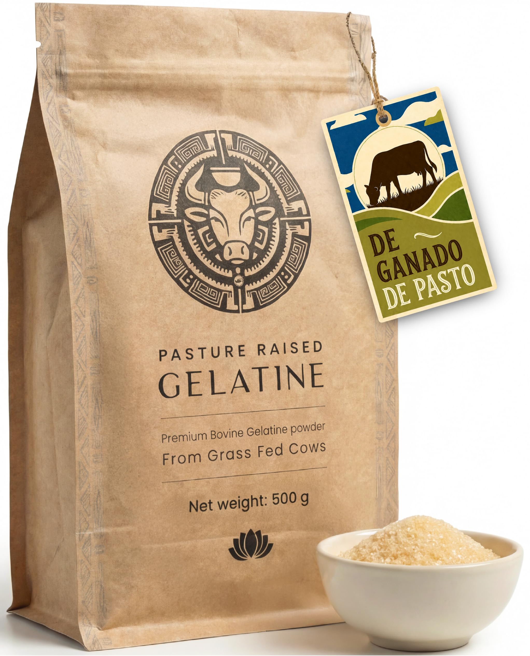 Gelatina de res – 500 g – Gelatina bovina pura – 240 Bloom – Gelatina rica en colágeno para cocinar, beber y caldo de huesos – Origen de la UE