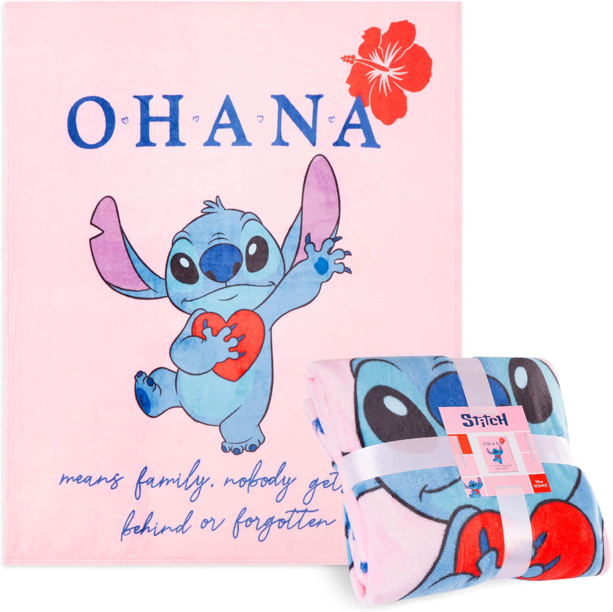 Disney Stitch Fleece Bed Blanket Soft Cosy Bed Throw Bedroom Decor Plush Throw Comforter 150 x 130cm for Bedroom Travel Sleepovers Stitch Gifts (Pink Stitch)