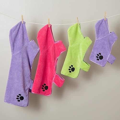 Miniatura 7 de Bone Dry Colección de batas para mascotas, bata de baño de microfibra absorbente bordada con cierre ajustable, para perros y gatos, talla XS, lavanda