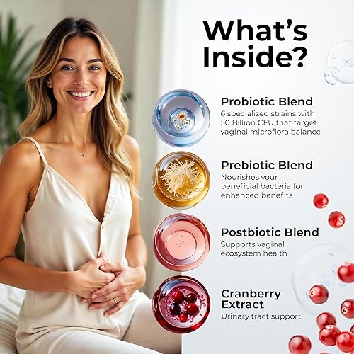 Miniatura 10 de Probiótico para mujer para la salud vaginal  50 mil millones de UFC con probióticos, prebióticos, postbióticos y arándanos para equilibrio del pH,