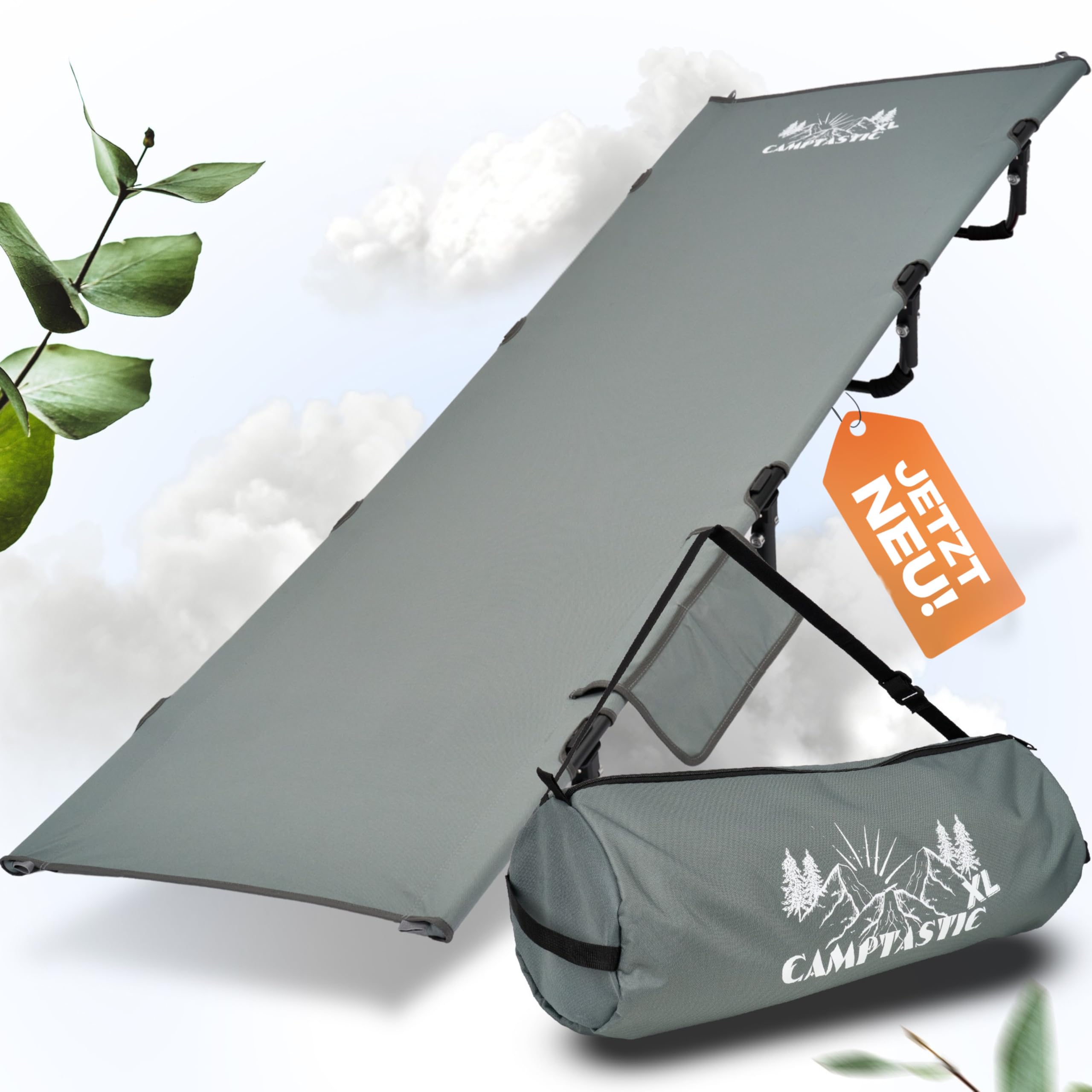 Camptastic Feldbett XL Ultraleicht kompakt 2,7kg | Campingbett klappbar robust | Tragbare Campingliege für Wandern Outdoor Camping