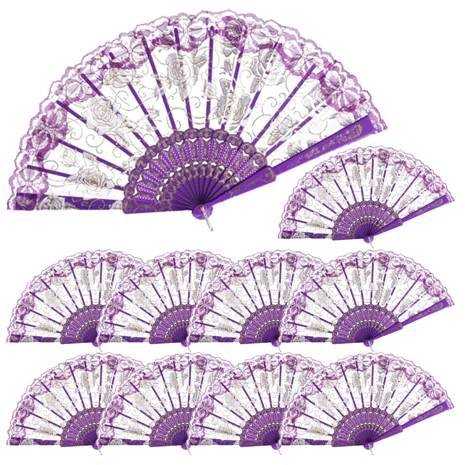 Amazon.com: QIRMIZI 30pcs Silk Folding Hand Fans,Silk Fans,Purple