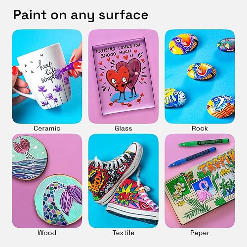 Miniatura 9 de Bolígrafos de pintura acrílica para pintura de roca, piedra, cerámica, vidrio, madera, tela, lienzo, metal, álbum de recortes, juego de 3 marcadores