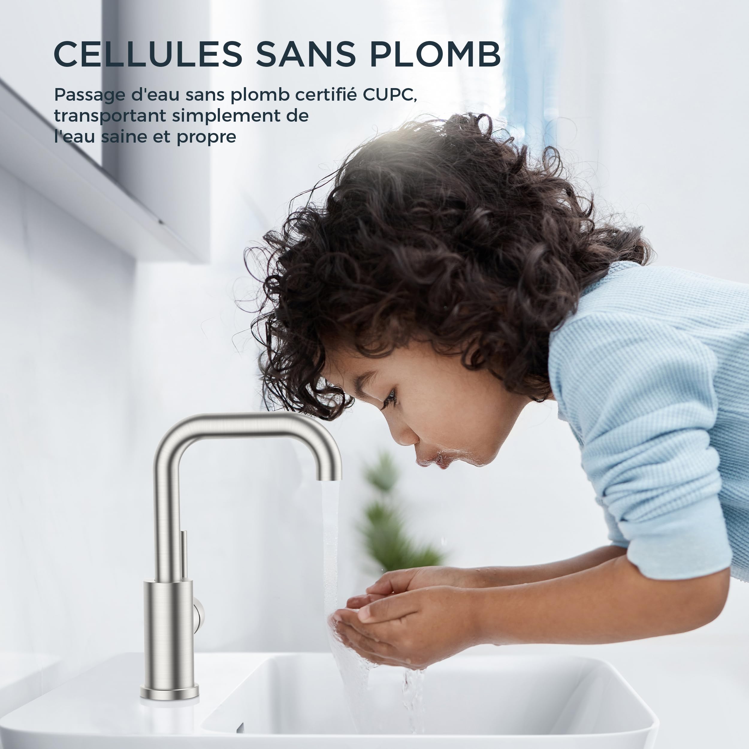 FORIOUS Robinet Salle de Bain Pivotant à 360°, Mitigeur pour Eau Chaude/Froide，Mitigeur en Acier Inoxydable Facile à Installer pour Salle de Bain Lavabo,Inox