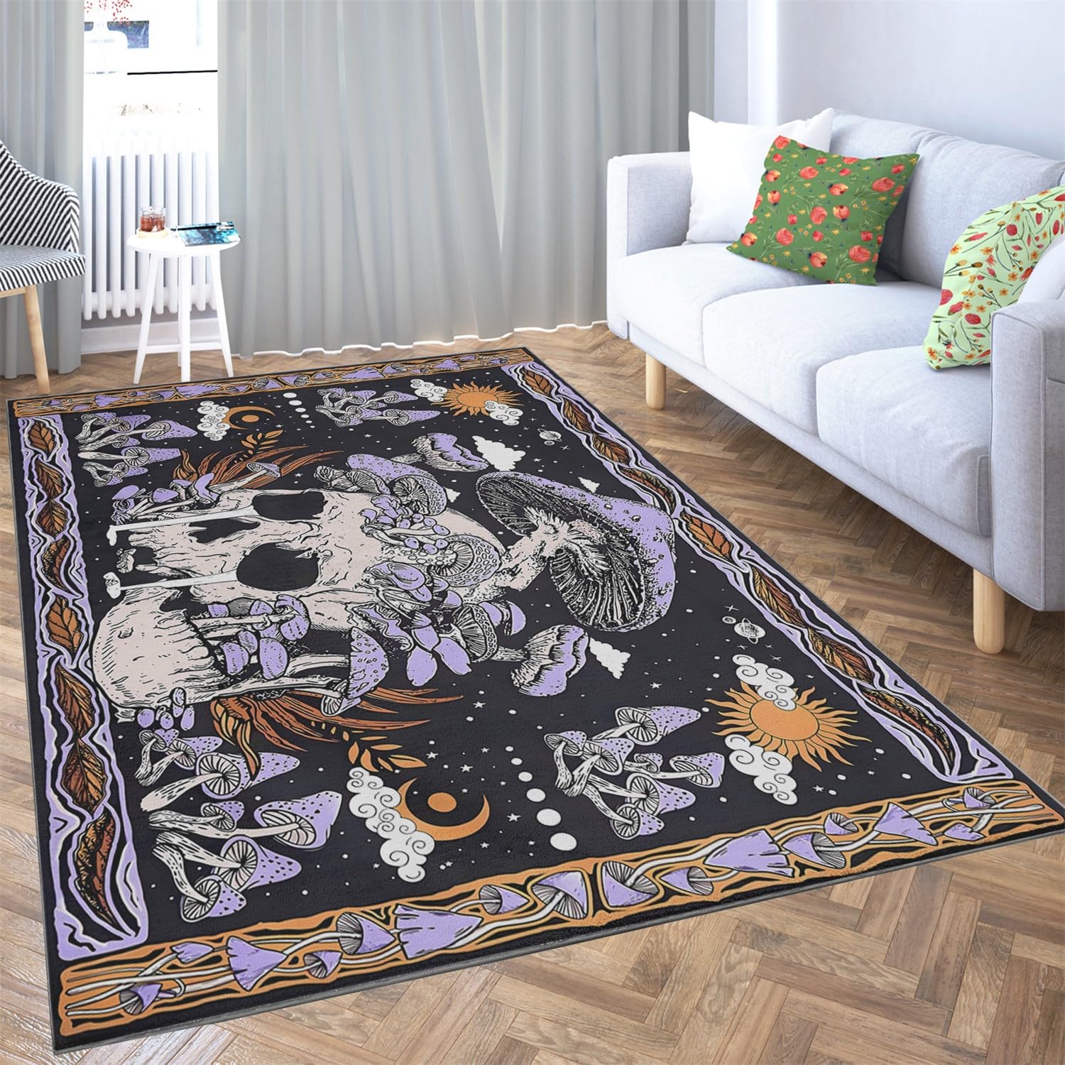 Amazon | カーペット ゴシックスカル 80 x 150cm 3D 滑り止めも