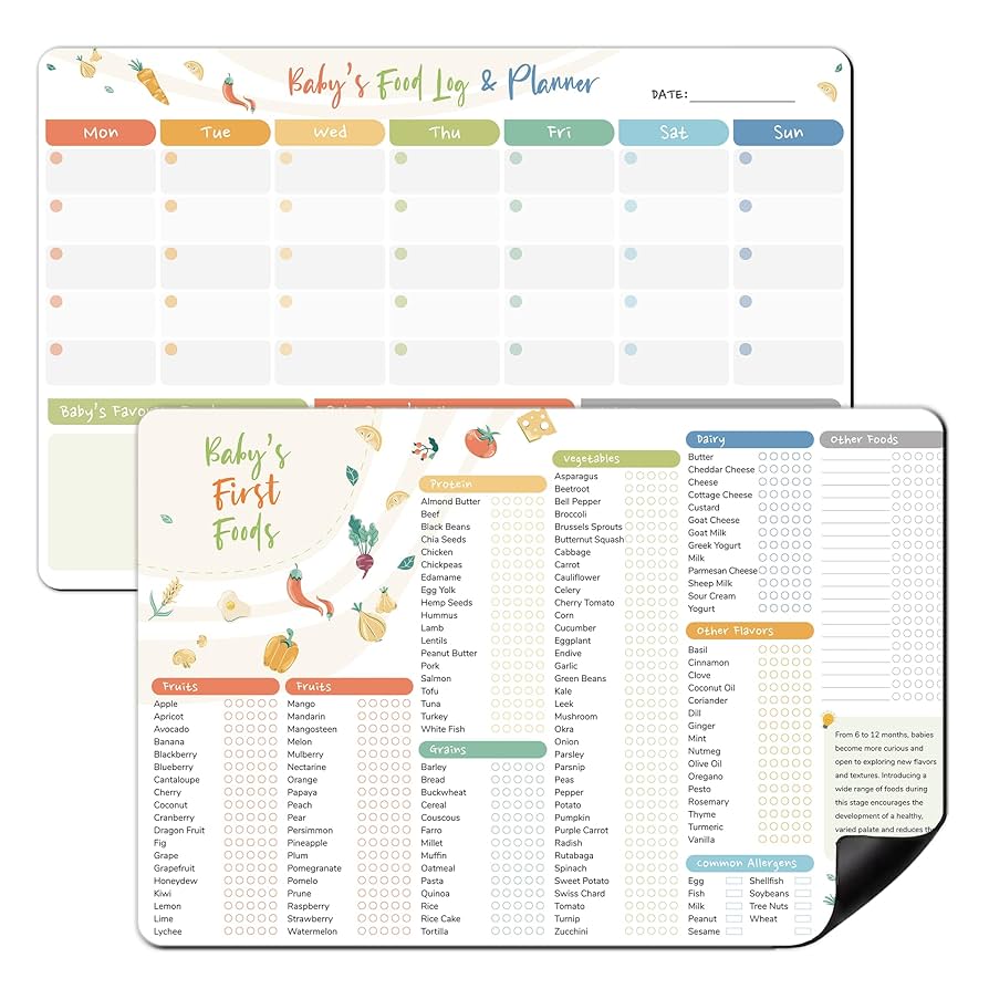 amazon-com-biroyal-2-pack-baby-first-foods-tracker-fridge-magnet-daily-food-log-meal-planner-baby-s-first-food-checklist-12-x8-dry-erase-baby-foods-chart-101-foods-before-1-checklist for 101 Foods Before One Checklist Free Printable Amazon.com : BIROYAL 2 Pack Baby First Foods Tracker Fridge Magnet & Daily Food Log Meal Planner, Baby's First Food Checklist, 12