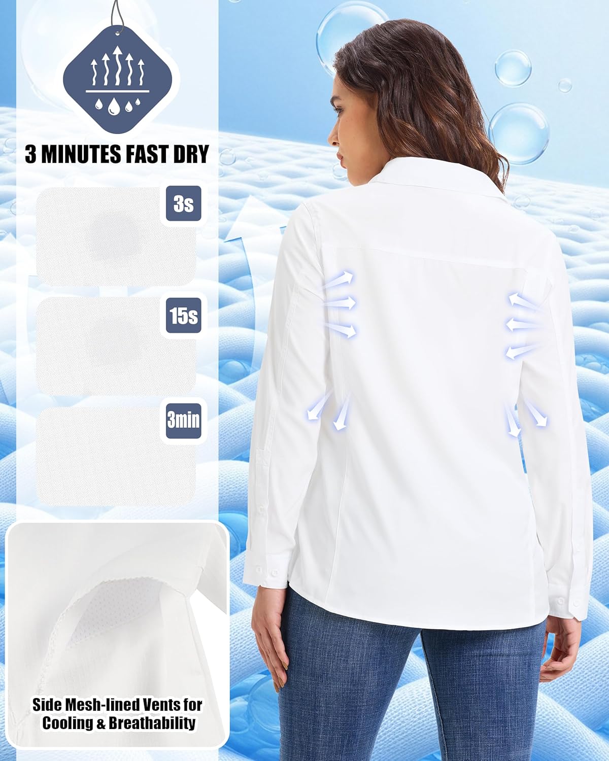 33,000ft Women's UPF 50+ UV Long Sleeve Sun Protection Safari Shirts Quick Dry Outdoor Fishing Hiking Travel Shirt - Image 2