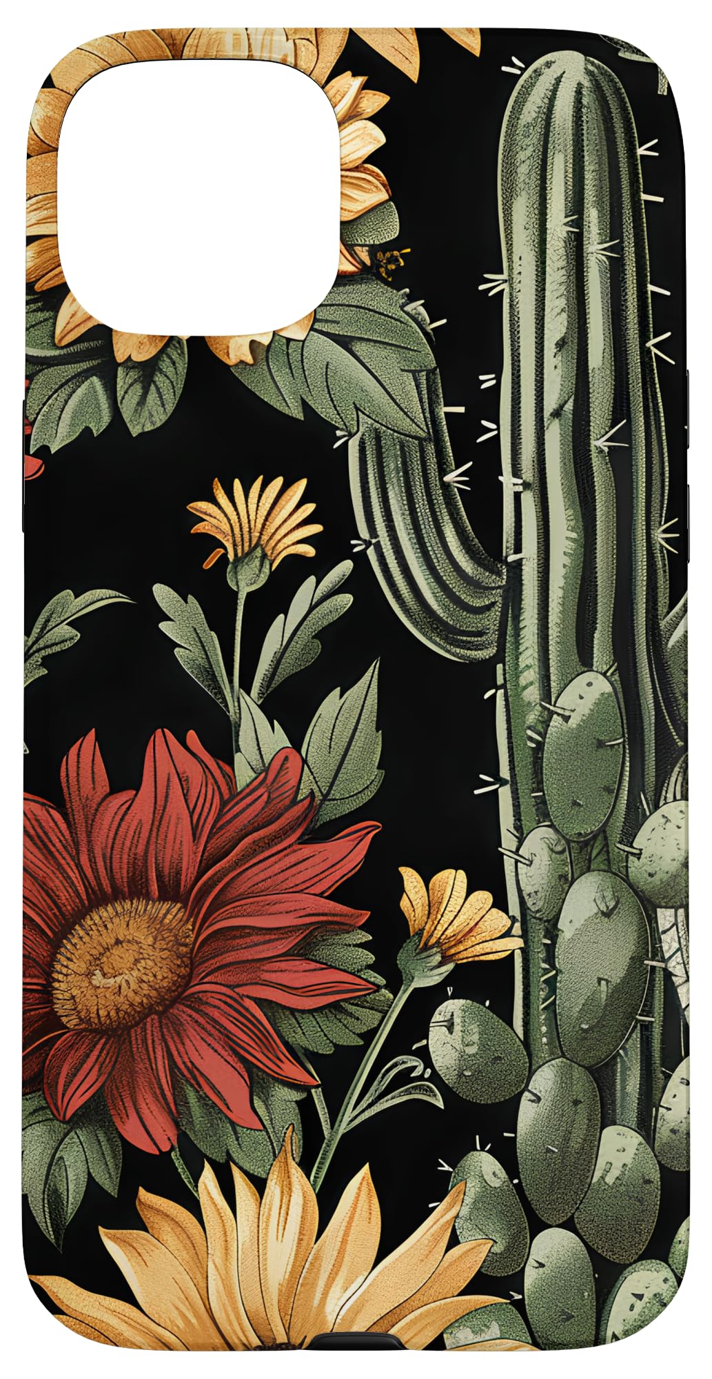 Western Boho Sunflowers Cactus Case for iPhone 15 Plus